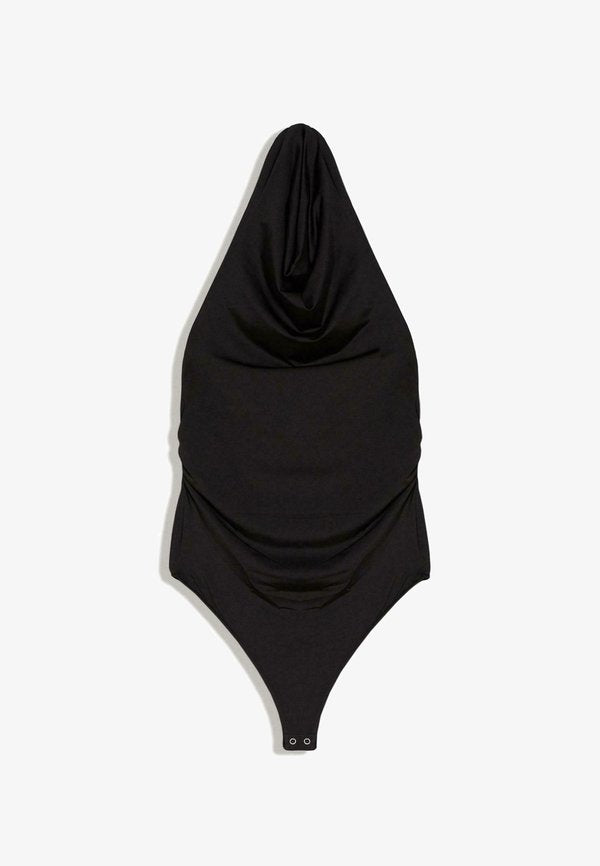 Bershka GATHERED HALTER-NECK - BODYSUIT - Top - black