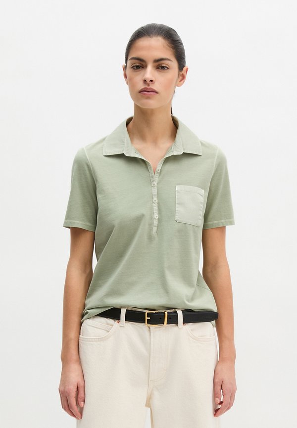 Marc O'Polo MARC O'POLO KURZARM POLOSHIRT SLIM MIT MATERIAL-MIX-DETAILS