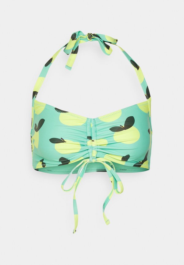 We Are We Wear RITA GATHERED FRONT CROP IN LEMON PRINT