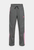 adidas Sportswear ESSENTIALS 3 STRIPES OPEN HEM PANTS - Tracksuit bottoms - grey six/tropic bloom