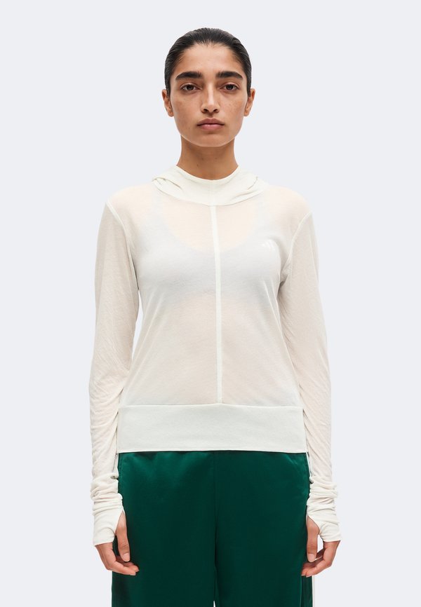 adidas Sportswear SOFT LUX SHEER HOODED LONG SLEEVE - Hoodie - off white