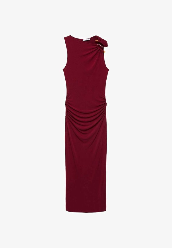 Mango MIDI WITH JEWEL DETAIL - Shift dress - bordeaux