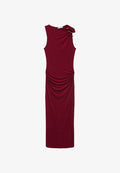Mango MIDI WITH JEWEL DETAIL - Shift dress - bordeaux