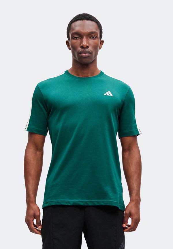 adidas Sportswear ESSENTIALS 3 STRIPES LEFT CHEST - Sports T-shirt - collegiate green/off white