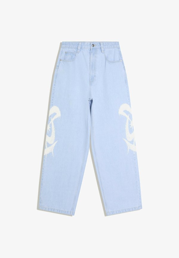 Bershka SUPER BAGGY PRINT -  JEANS - Baggy Jeans - light blue