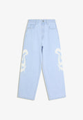 Bershka SUPER BAGGY PRINT -  JEANS - Baggy Jeans - light blue