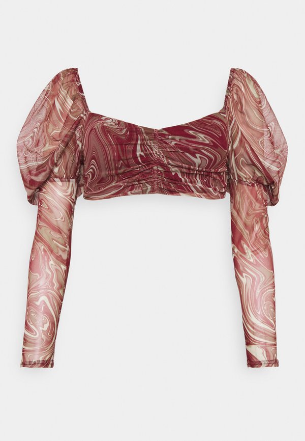 Missguided Petite MILKMAID SWIRL PRINT RUCHED TOP