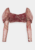 Missguided Petite MILKMAID SWIRL PRINT RUCHED TOP