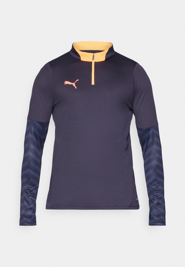 Puma INDIVIDUALCUP 1/4 ZIP TOP - Long sleeved top - new navy/glowing red/heat fire