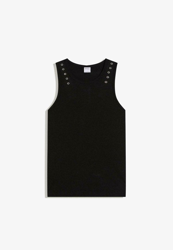 Bershka EYELET TANK - TOP - Jumper - black