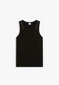 Bershka EYELET TANK - TOP - Jumper - black
