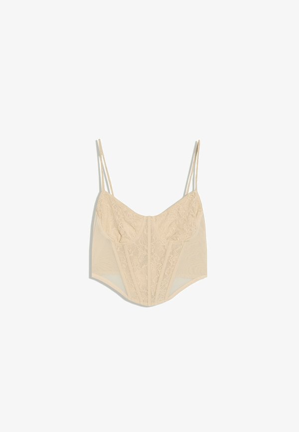 Bershka LACE CORSET TOP - Top - sand