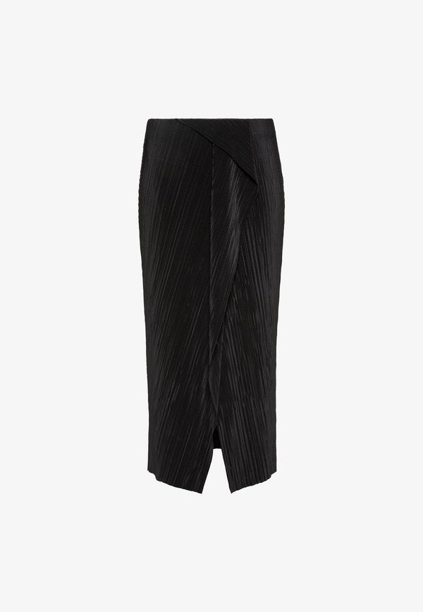 Calvin Klein PLISSE MIDI SKIRT - Wrap skirt - black