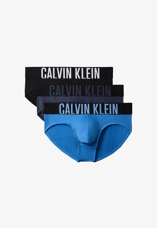 Calvin Klein CALVIN KLEIN 3 PACK HIP BRIEFS - INTENSE POWER AIR - Briefs - black  poseidon blue