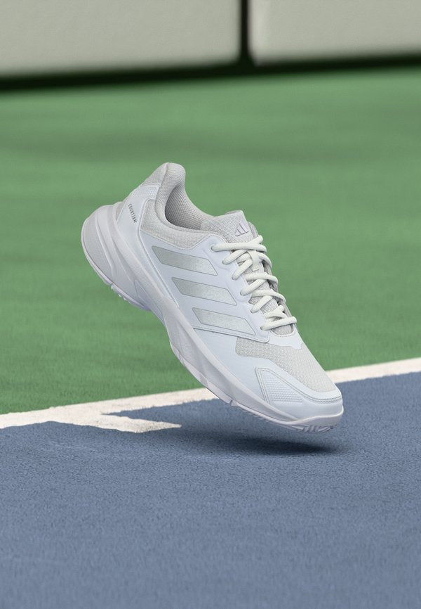 adidas Performance COURTJAM CONTROL 3 - Multicourt tennis shoes - footwear white/silver-coloured metallic/frozen purple
