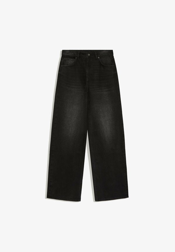 Bershka STRAIGHT WIDE HIGH WAIST- JEANS - Wide Leg - black