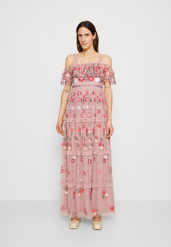 Maya Deluxe PREMIUM EMBROIDERED SPOT MAXI DRESS