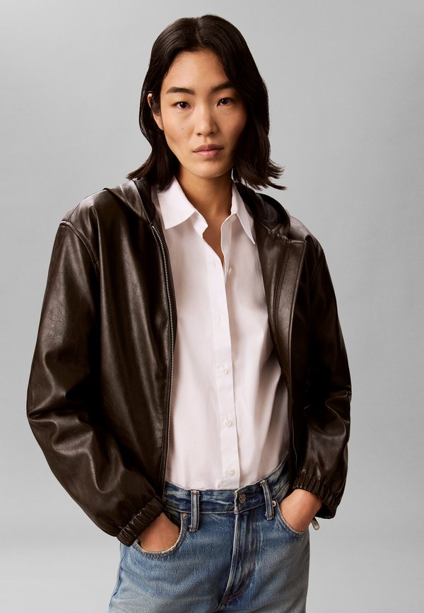 Calvin Klein Jeans Faux leather jacket - dark coffee