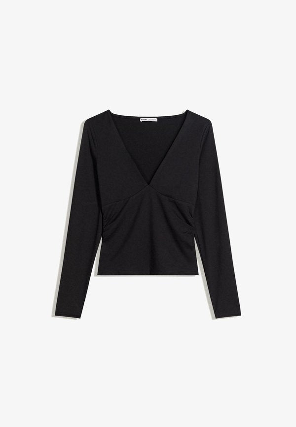 Bershka GATHERED DETAIL  - Long sleeved top - black