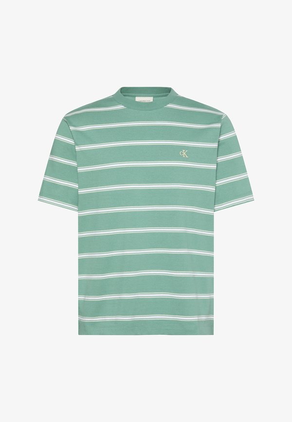 Calvin Klein Jeans STRIPE MONOGRAM - Print T-shirt - wild green