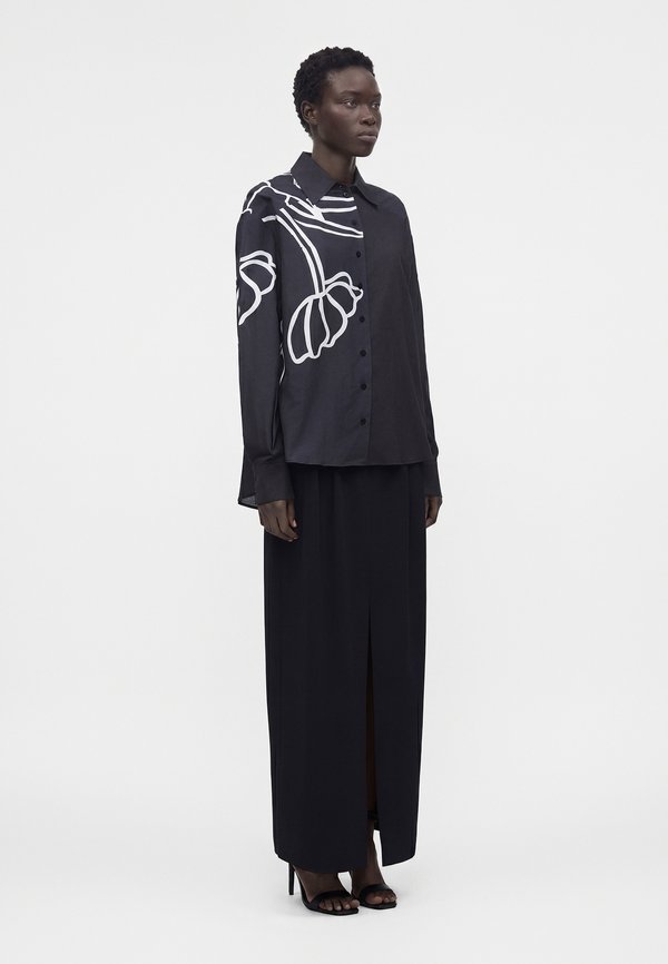 Donde Esteban BLACK TULIPANES VOILE LONG SLEEVE SHIRT