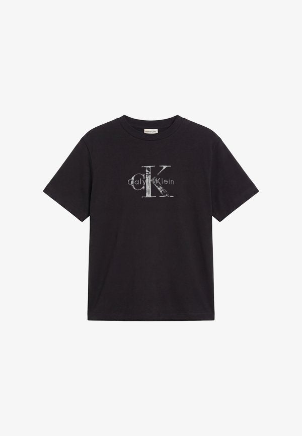 Calvin Klein Jeans BOXY HAND DRAWN MONOLOGO  - Print T-shirt - black