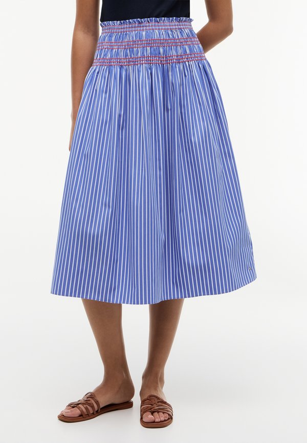 Tommy Hilfiger SMOCKING MIDI SKIRT - A-line skirt - verona blue