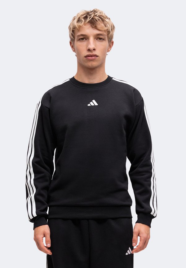 adidas Sportswear ESSENTIALS 3 STRIPES - Sweatshirt - black/white