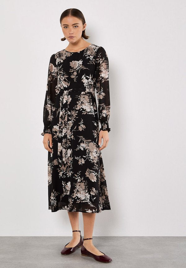Apricot SILHOUETTE FLORAL MIDAXI