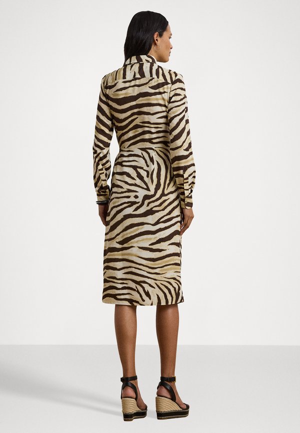 Lauren Ralph Lauren Zebra Print Tie Front Crepe Shirtdress