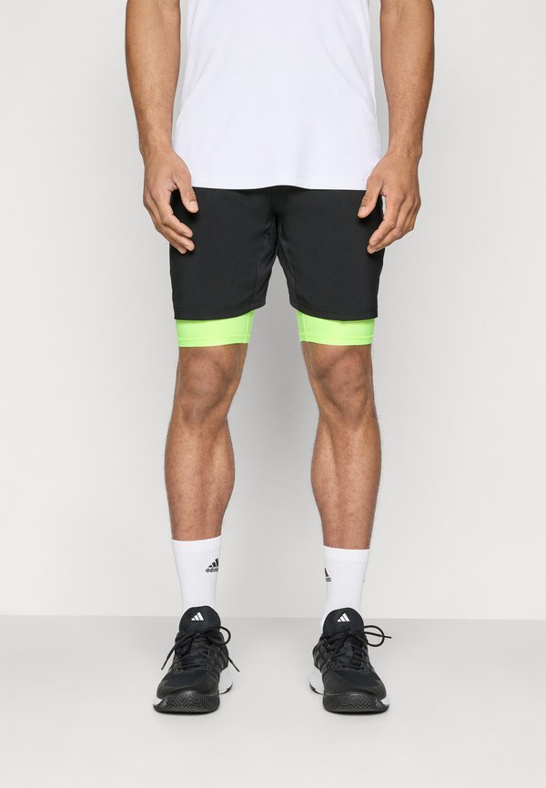 adidas Performance CLUB CLIMACOOL 2IN1 SHORTS - 2-in-1 shorts - black/lucid lemon