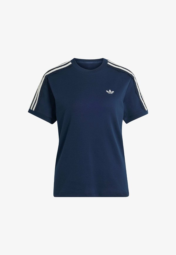 adidas Originals LACE 3 STRIPES TEE - Print T-shirt - collegiate navy