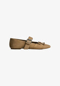 Bershka BUCKLED - FLATS - Ankle strap ballet pumps - beige