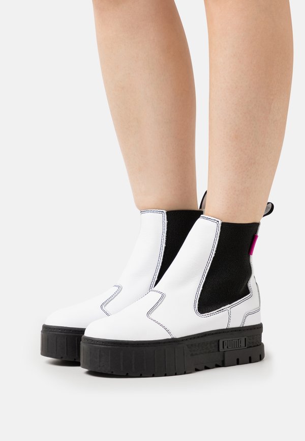 Puma MAYZE CHELSEA POP  - Platform ankle boots - white/black
