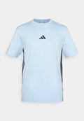 adidas Sportswear ESSENTIALS THREE STRIPES SINGLE - Print T-shirt - glow blue/black