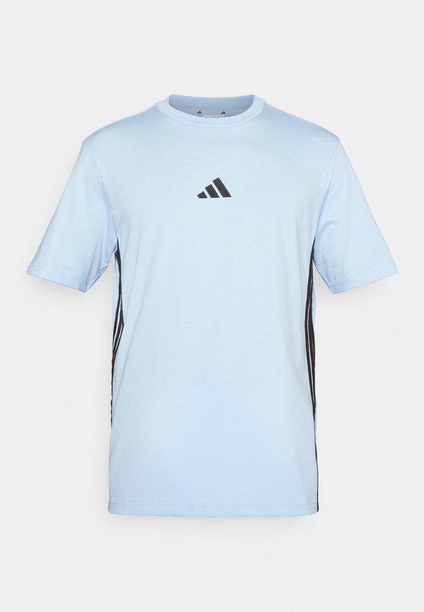adidas Sportswear ESSENTIALS THREE STRIPES SINGLE - Print T-shirt - glow blue/black
