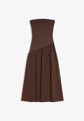 Bershka BANDEAU - MIDI DRESS 01080777 - Day dress - dark brown