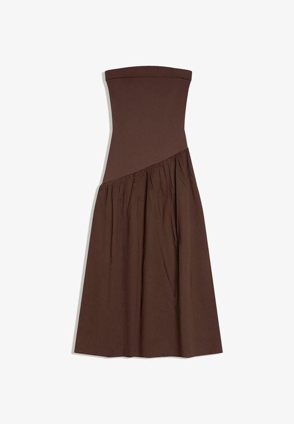 Bershka BANDEAU - MIDI DRESS 01080777 - Day dress - dark brown