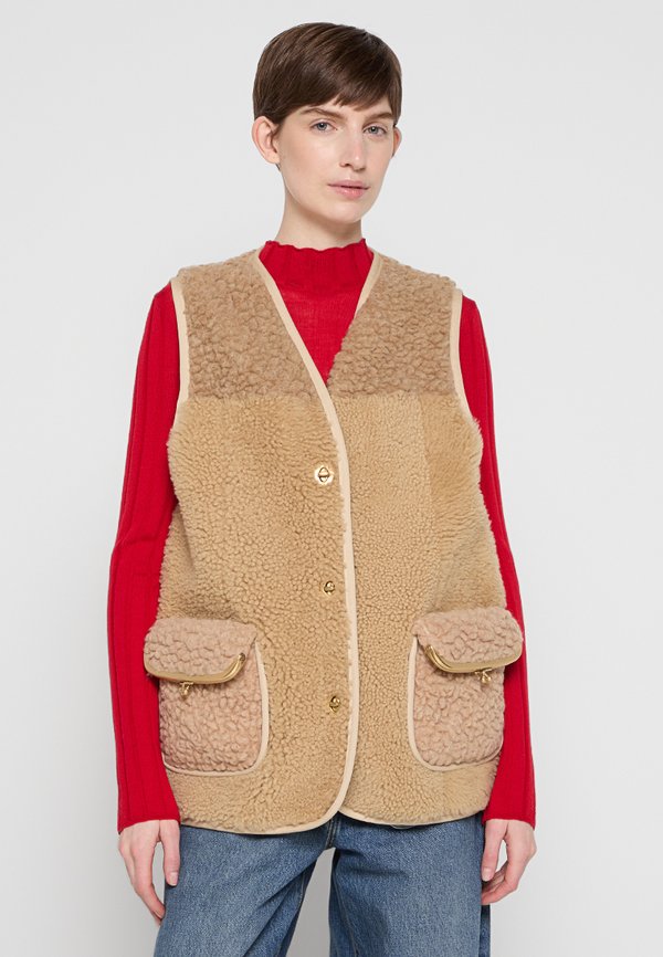 COACH SHERPA SHEARLING MIXED VEST