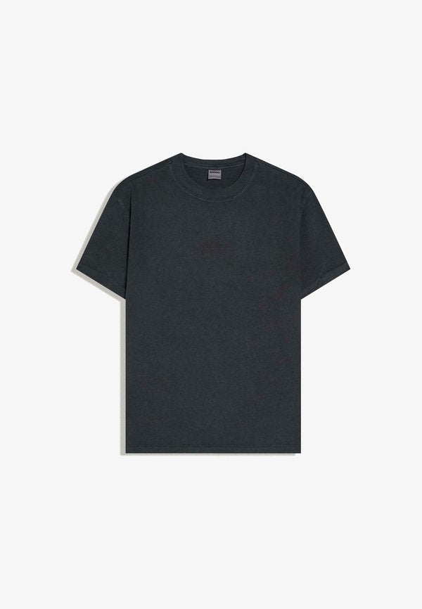 Bershka ROLL UP SHORT SLEEVE  - Print T-shirt - dark grey