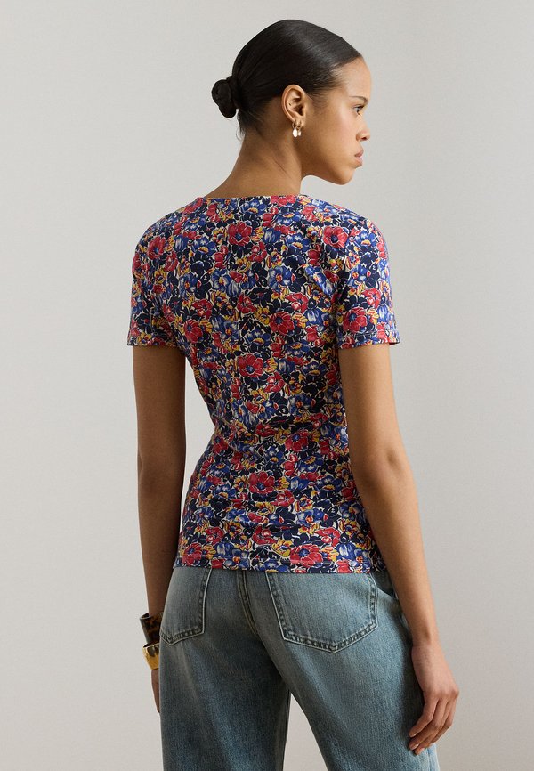 Lauren Ralph Lauren FLORAL COTTON JERSEY SQUARE-NECK TOP