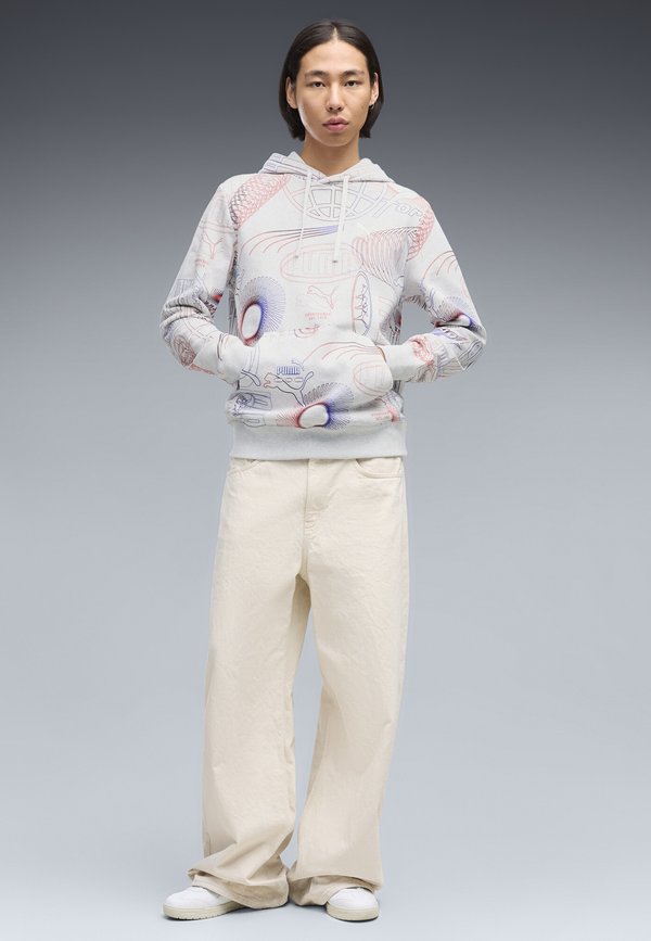 Puma ESSENTIALS PRINTED GRAPHIC HOODIE - Hoodie - white glow heather