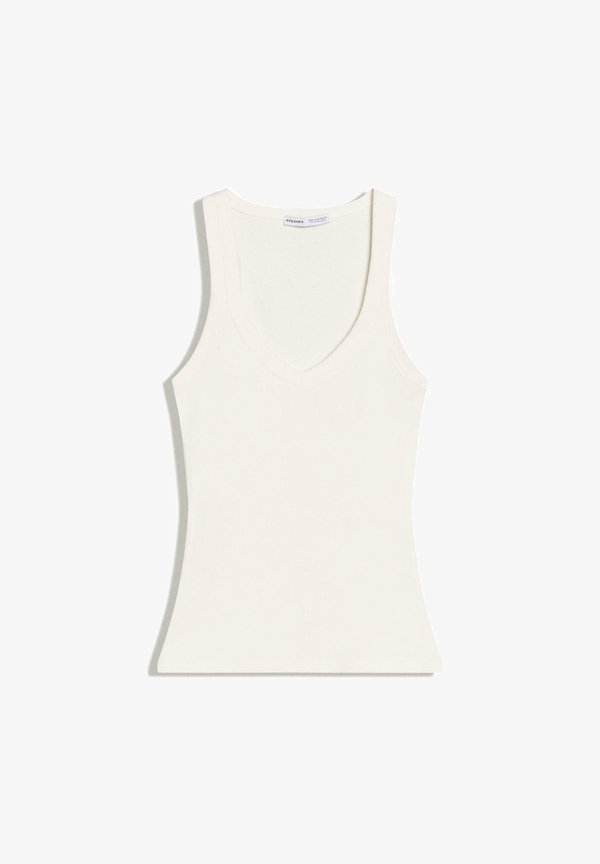 Bershka BASIC RIBBED - VEST TOP - Top - white