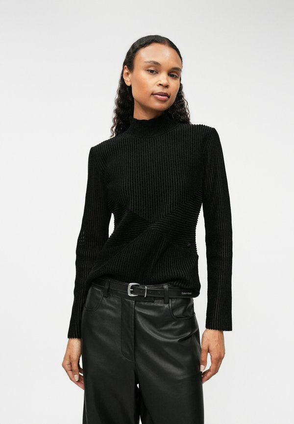 KARL LAGERFELD ELEGANT FLOCK MOCK NECK