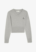 Bershka EMBROIDERED V-NECK JUMPER - Jumper - grey