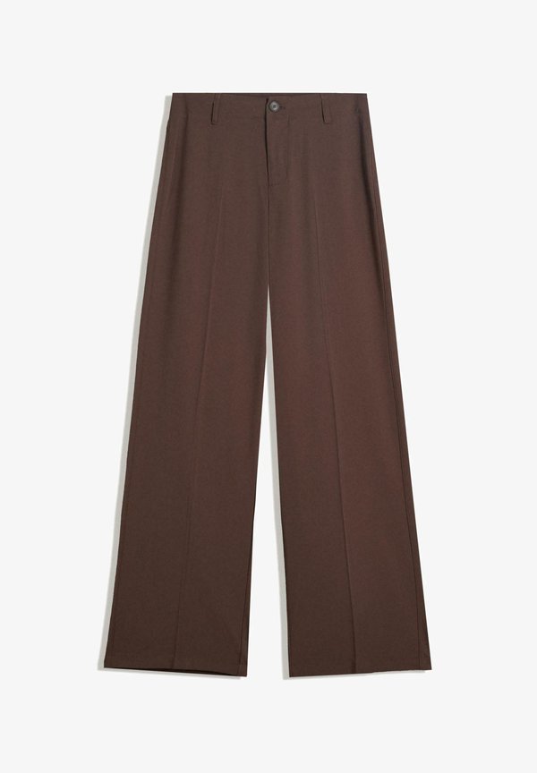 Bershka WIDE - Trousers - dark brown