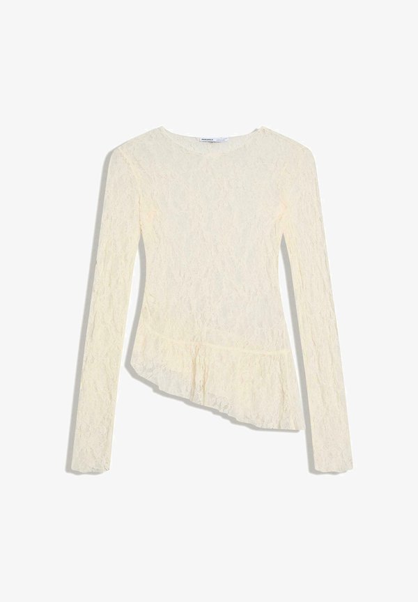 Bershka LONG SLEEVE FRILL - Blouse - beige