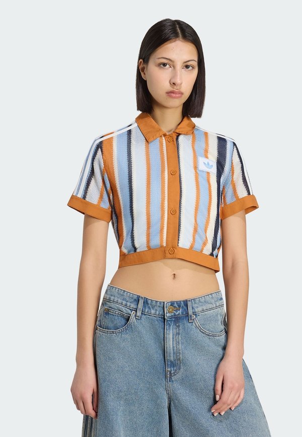 adidas Originals SUMMER GLOW STRIPED CROPPED - Button-down blouse - rustic orange