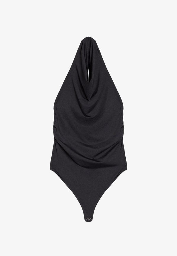 Bershka GATHERED HALTER-NECK - BODYSUIT - Top - dark grey