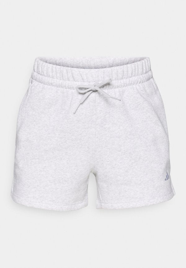 adidas Sportswear ESSENTIALS SMALL LOGO FEEL COZY SHORTS - Sports shorts - light grey heather/white